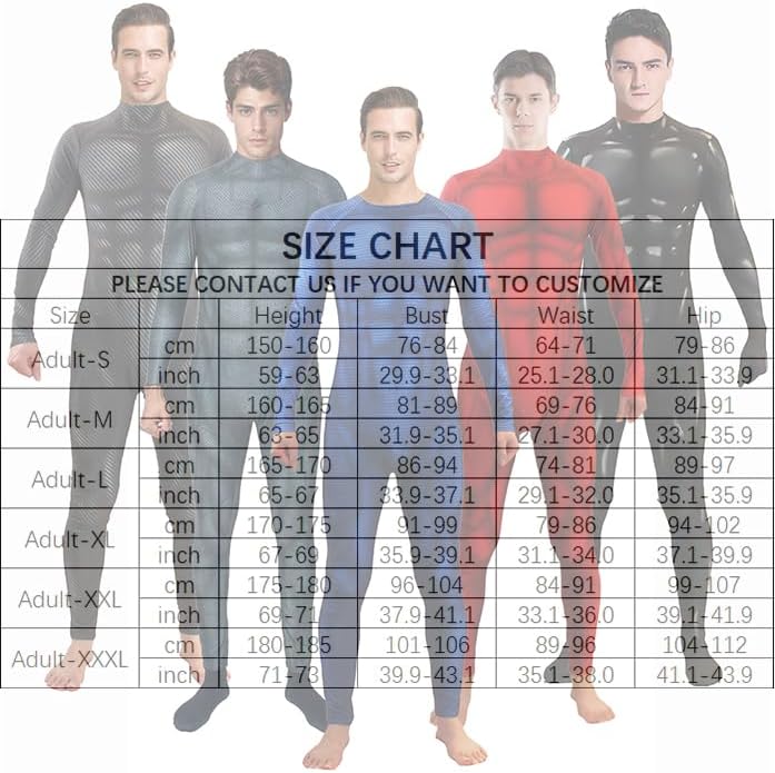 Men's Muscle Bodysuit Jumpsuit Full Body Compression Athletic Suit Halloween Costume for Adult