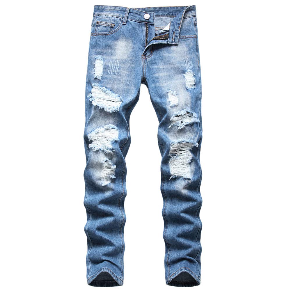 AITITIA Men's Ripped Regular Fit Jeans