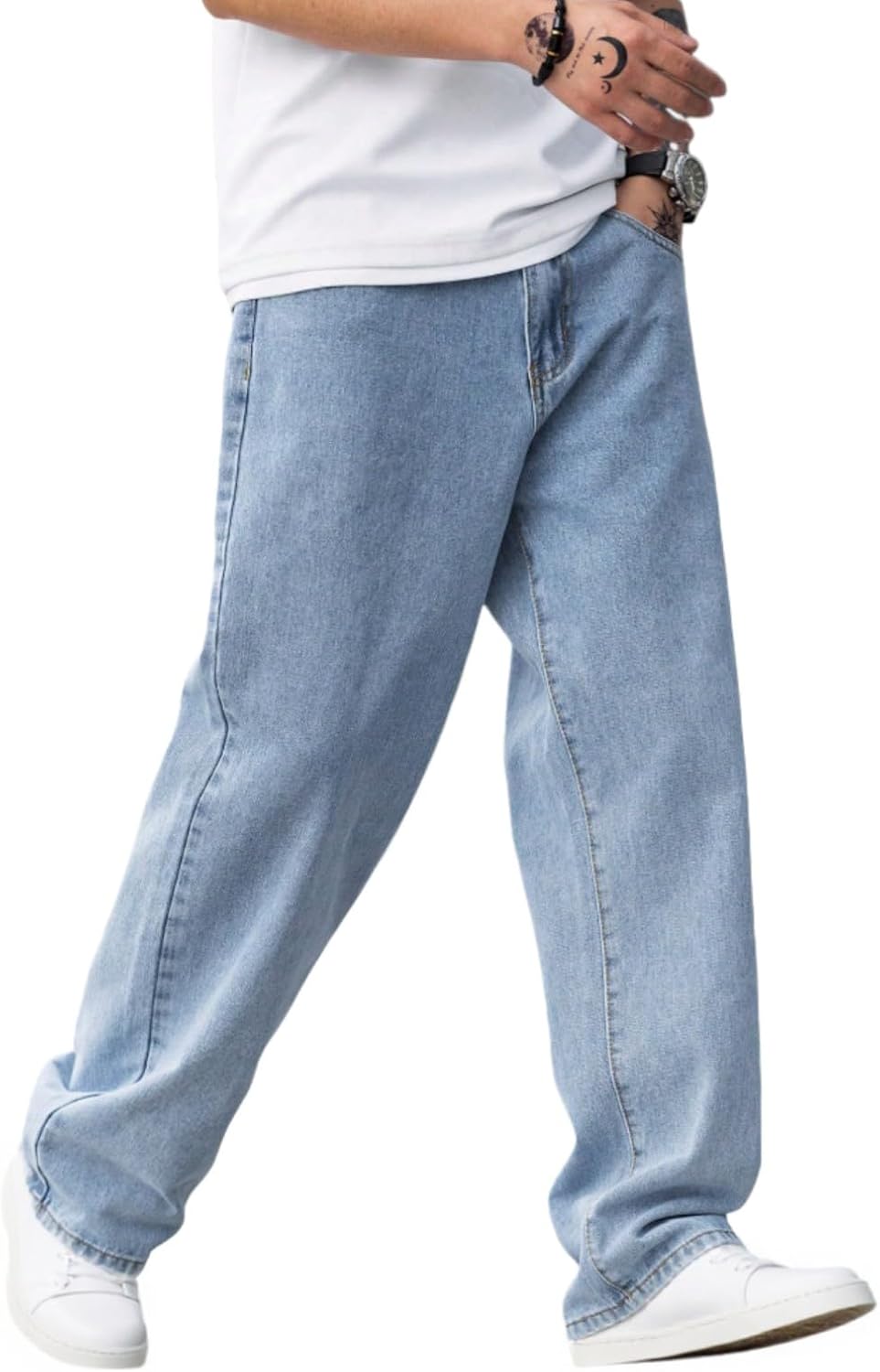 Baggy Jeans for Men Y2K Streetwear Vintage Wide Leg Loose Fit Denim Pants Hip Hop Skater Carpenter Jeans