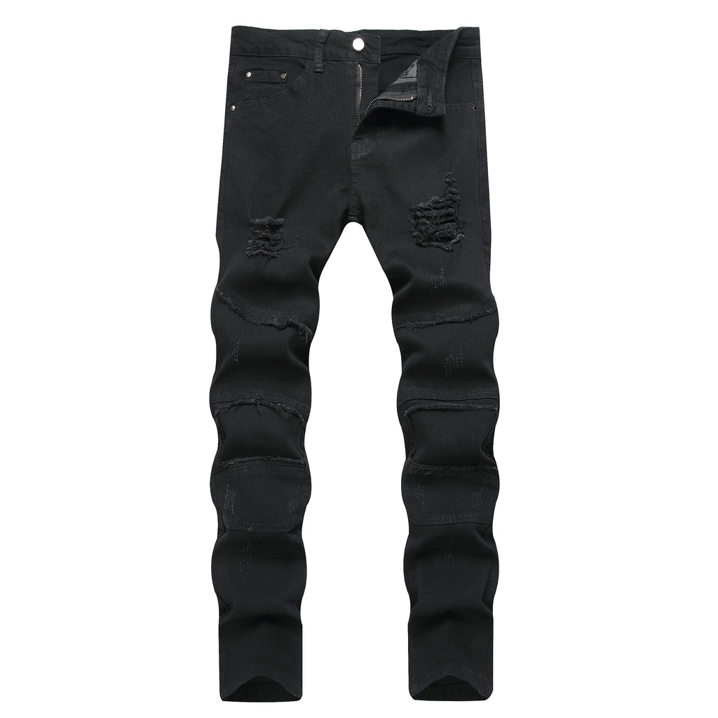 JUNBAOSS 2026 Fashion Mens Slim Fit Stretch Jeans Ripped Skinny Jeans for Men, Distressed Straight Leg Casual Comfort Flex Waist Denim Pants, Menswear Classic Street Style Cotton Fabric Jean Natural Hipster Personalized Stylish Trouser Jeans with Pockets