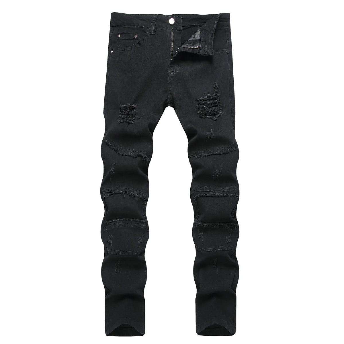 JUNBAOSS 2026 Fashion Mens Slim Fit Stretch Jeans Ripped Skinny Jeans for Men, Distressed Straight Leg Casual Comfort Flex Waist Denim Pants, Menswear Classic Street Style Cotton Fabric Jean Natural Hipster Personalized Stylish Trouser Jeans with Pockets