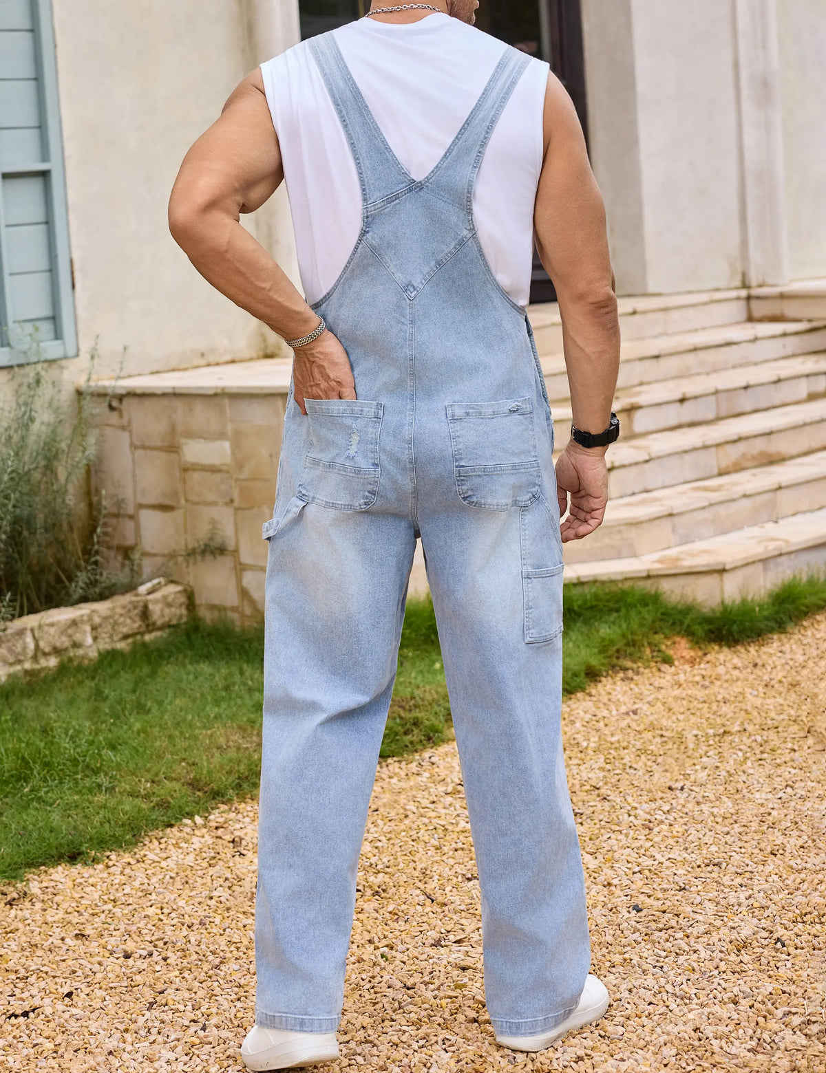 Bindefon Fall Men's Letter Print Distressed Casual Overalls Versatile Denim Bib Coveralls Hang Out Street Work Menswear Y2K Fashion Outfits Winter Pocket Jumper Cowboy Country Streetwear Guys Love
