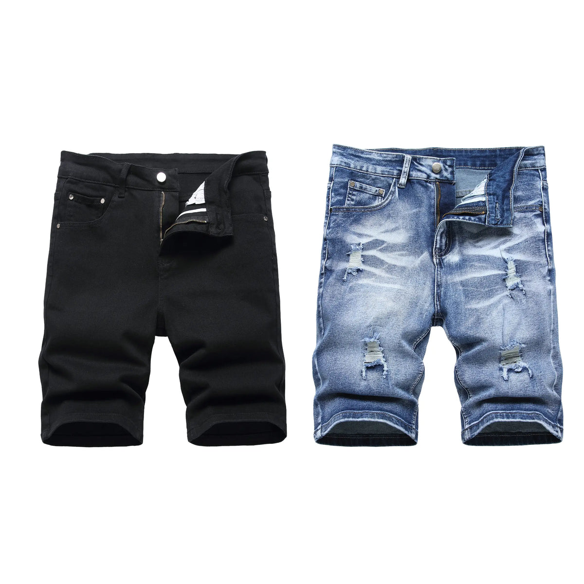 JUNBAOSS Men's MultiPack Slim Fit Stretch Denim ShortsRipped Skinny Jean Shorts for Men, Distressed FashionStraight Comfort Flex Waist Short Denim Jean, MenswearClassic Street Style Cotton Fabric Jean Natural HipsterPersonalized Stylish Jeans with Pockets