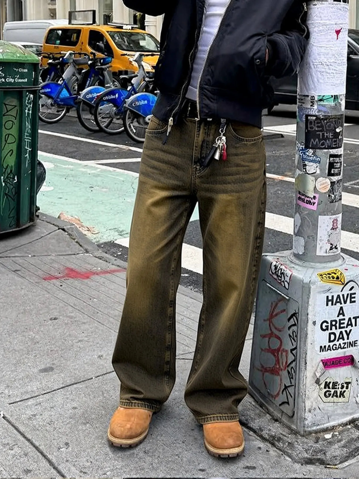 Men's Vintage Washed Classic Loose Fit Denim Jeans, Pocket, Urban Street Style Streetwear, Loose Street Fashion, Casual Daily Wear, Natural Waist, Zipper Fly, All Seasons, Loose Jeans Trousers, Pants, Plain Jeans Pants