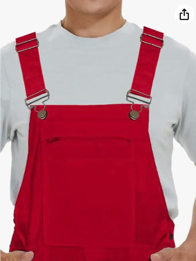 Workidea Men's Bib Overall with metal gourd easy clip Cotton Mix Comfortable Menswear