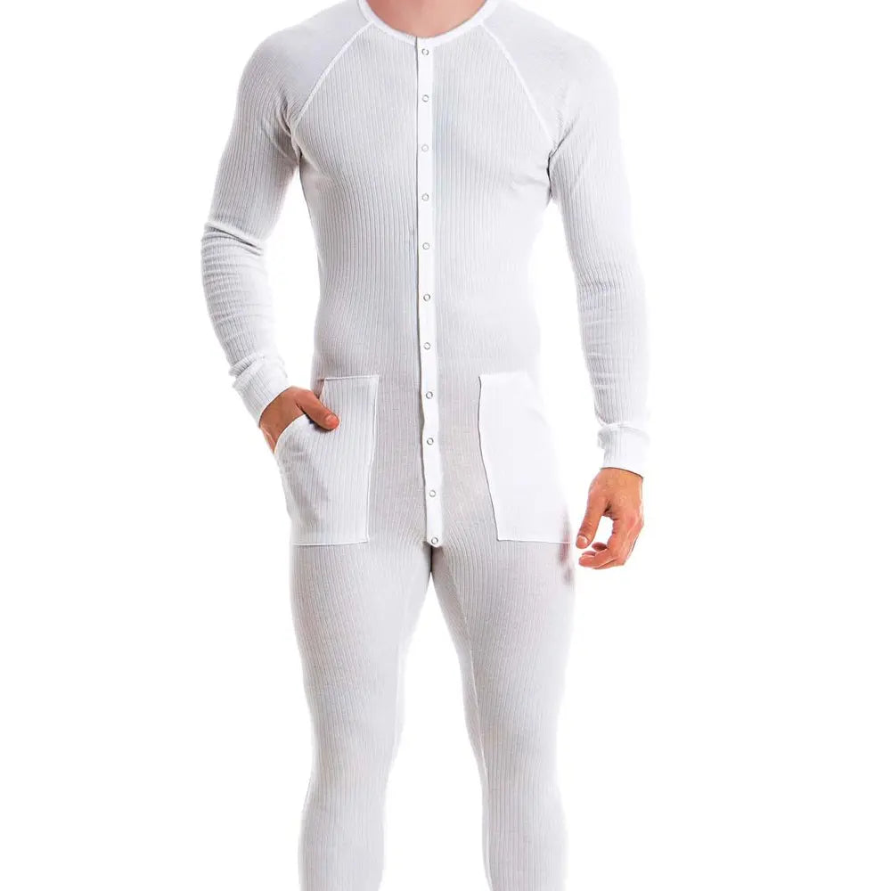 Men's Soft Cotton Blend Stretchy Knitting Short Sleeve Henley Overalls - Round Neck, Button-Front, Relaxed Boxers Bottoms, Minimalist Fit, Activewear, All-Seasons Casual Homewear Streetwear