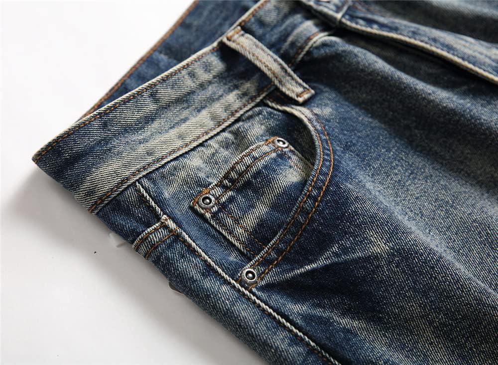 AITITIA Men's Ripped Regular Fit Jeans