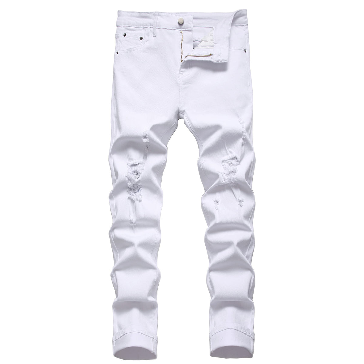 JUNBAOSS Men's Slim Fit Stretch Jeans Ripped Skinny Jeans for Men, Distressed Straight Leg Fashion Comfort Flex Waist Pants