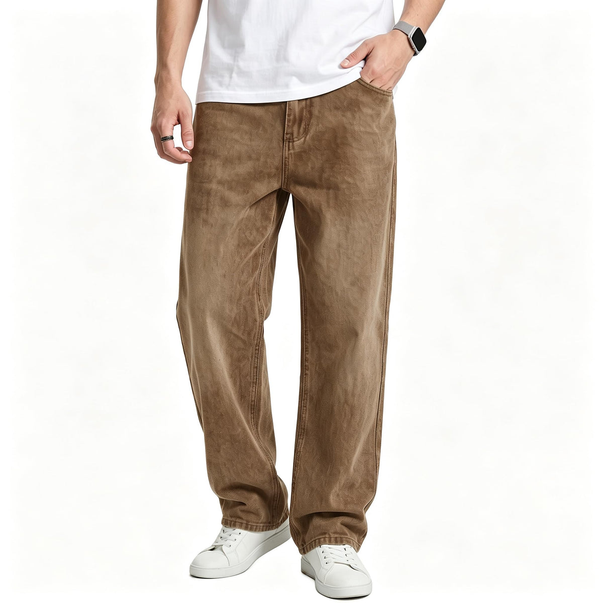 JMIERR Men's Baggy Denim Pants Stretch Wide Leg Jeans