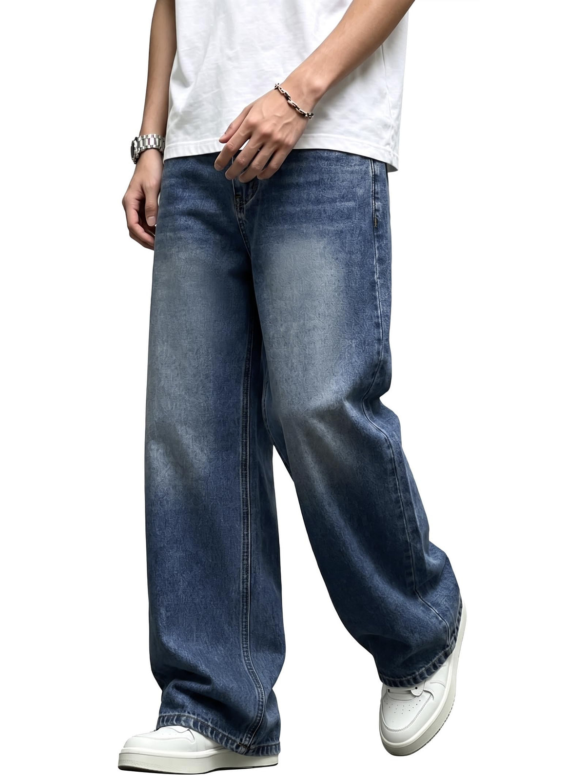 EMMIOL Men's Baggy Jeans Y2K Cargo Jeans Wide Leg Denim Pants