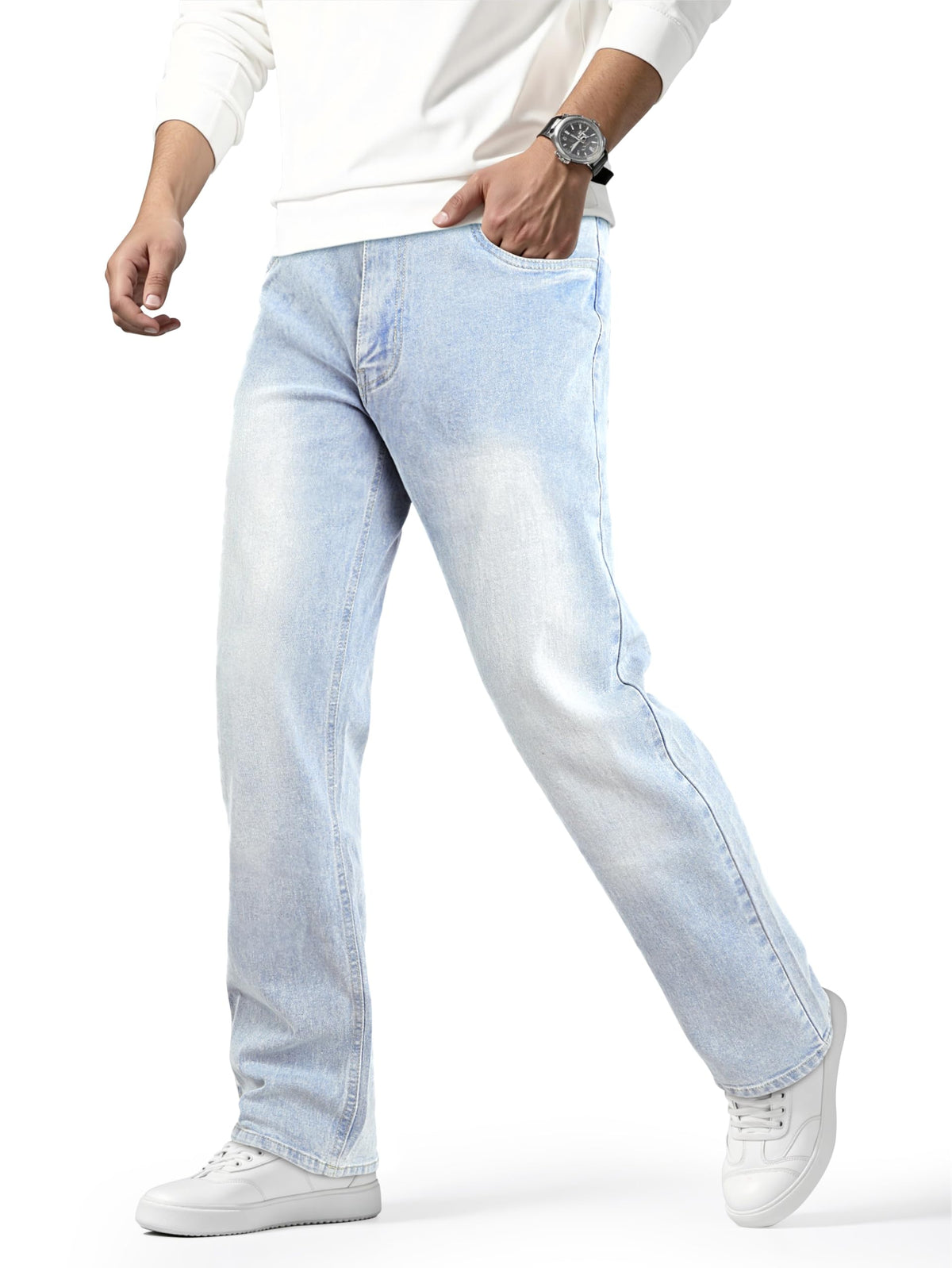 Heyfanee Mens Straight Fit Jeans Stretch Denim Pants for Men