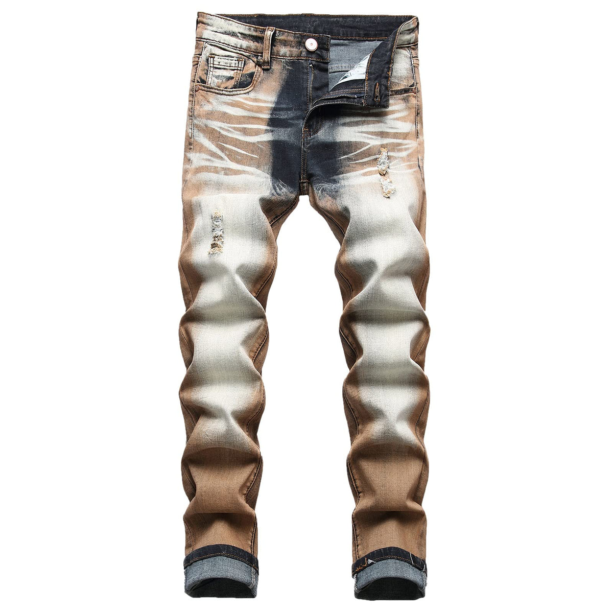 JUNBAOSS Men's Slim Fit Stretch Jeans Ripped Skinny Jeans for Men, Distressed Straight Leg Fashion Comfort Flex Waist Pants