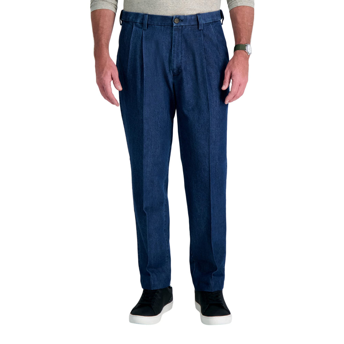 Haggar Men's Work To Weekend No Iron Denim Flat Front & Pleat Pant - Regular and Big & Tall Sizes