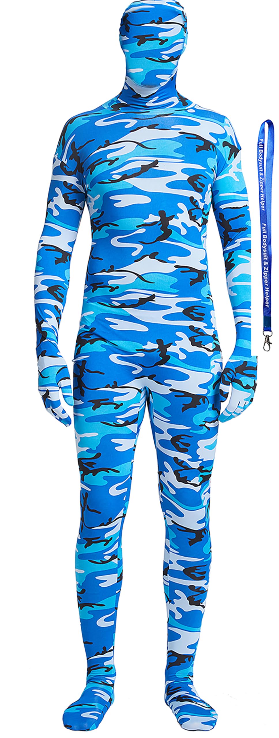 Full Bodysuit Include Zipper Helper Unisex Spandex Stretch Adult Costume Zentai Disappearing Man Body Suit