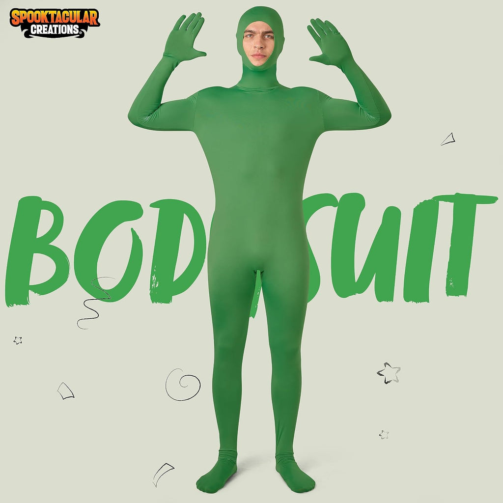 Spooktacular Creations Mens Halloween Costume Open Face Bodysuit Jumpsuit, Zentai Costume Bodysuit for Halloween Party