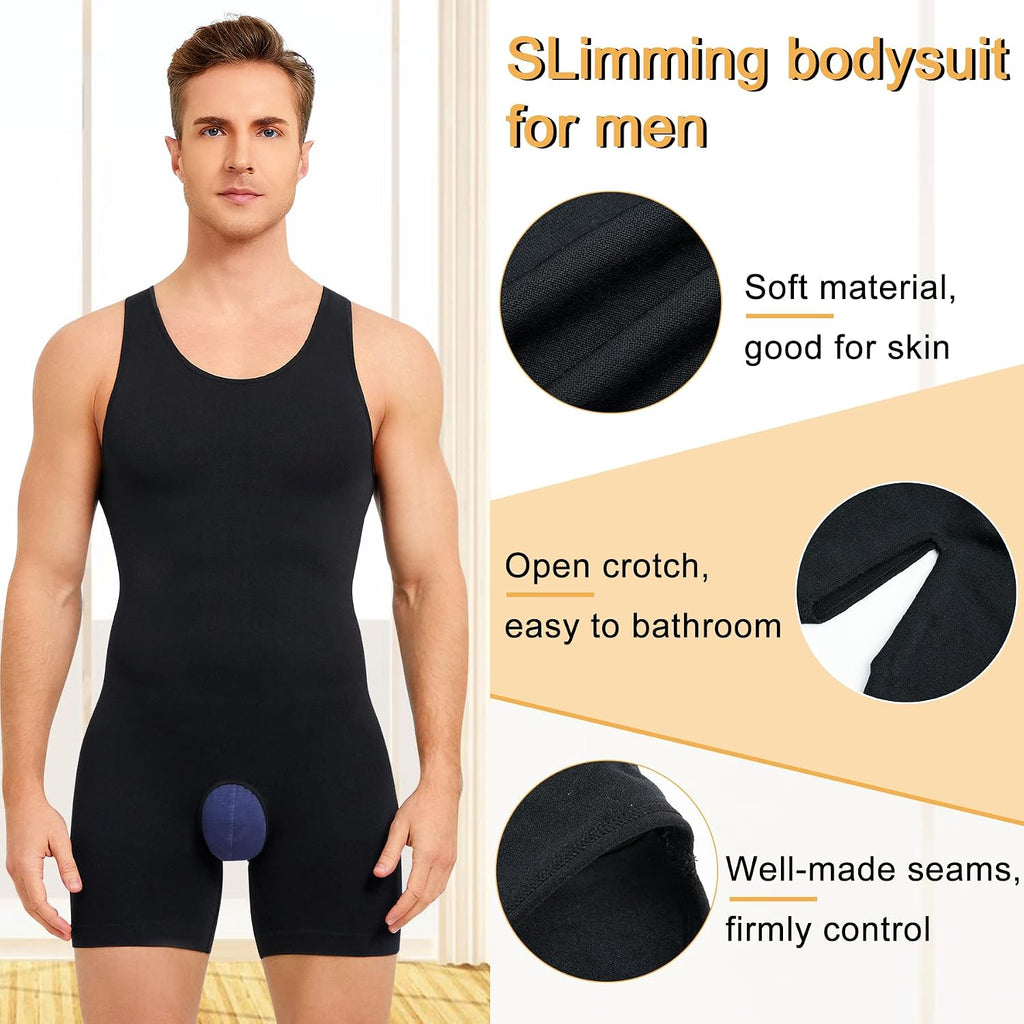 Men's Full Body Shapewear Compression Bodysuit Tummy Control