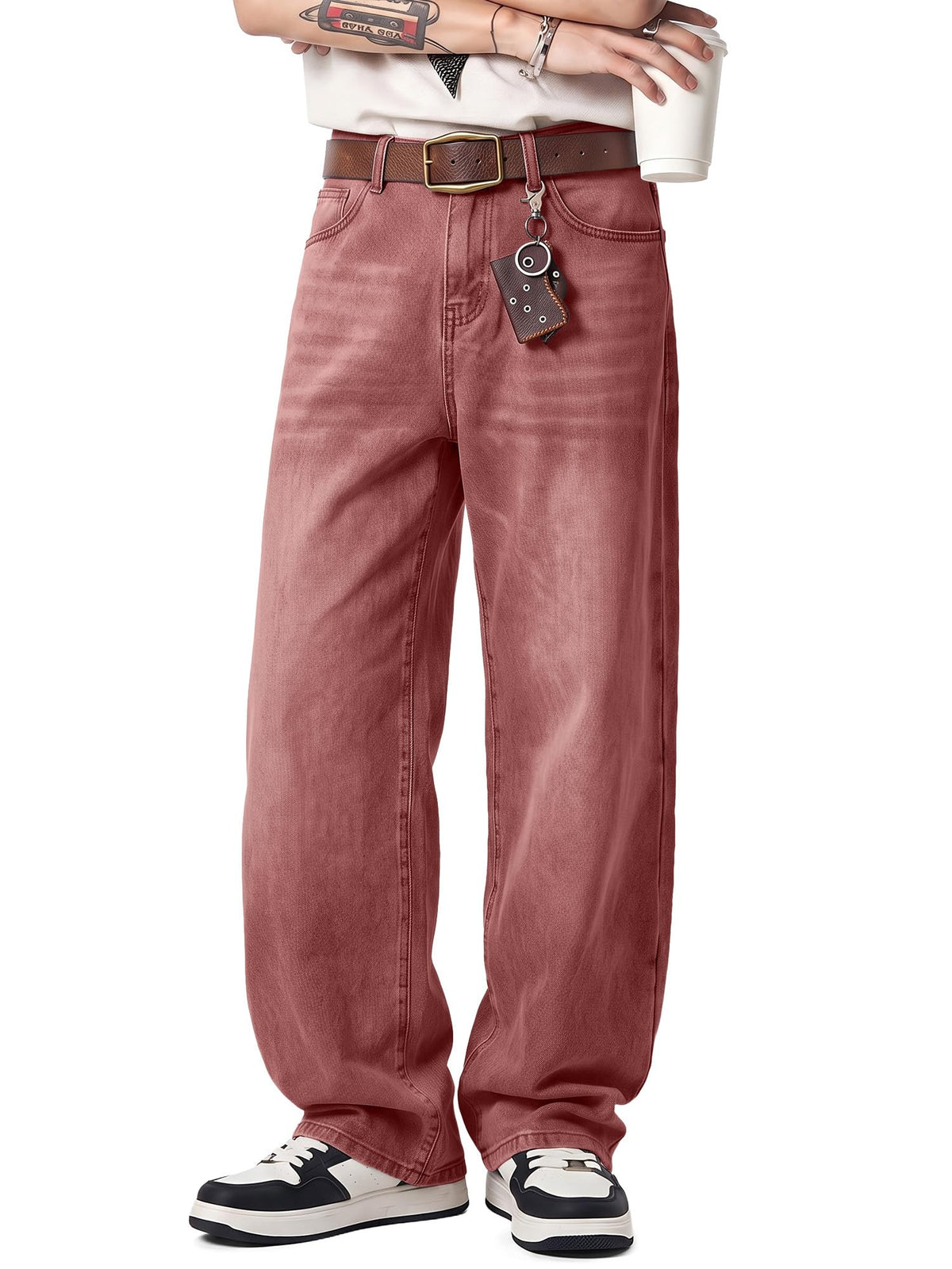JMIERR Men's Baggy Y2K Jeans Stretch Loose Fit Wide Leg Denim Pants
