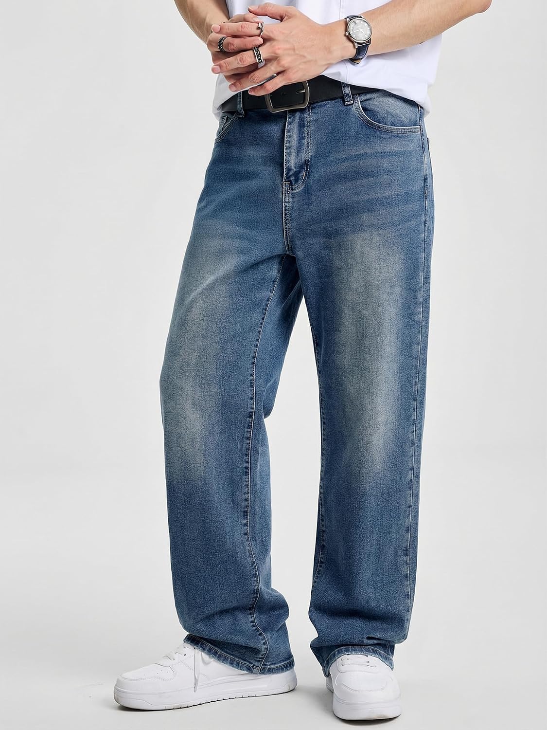 JMIERR Mens Baggy Jeans Wide Leg Y2K Loose Fit Denim Pants