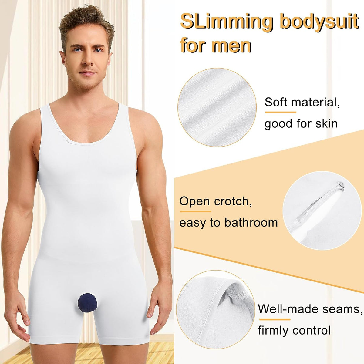Men's Full Body Shapewear Compression Bodysuit Tummy Control
