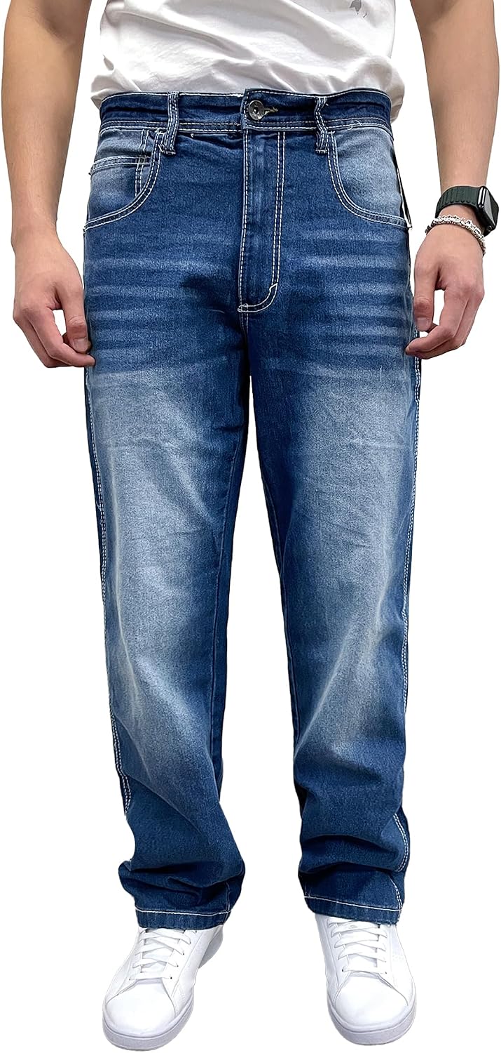 Southpole Mens Mid Rise Stretchable Straight Relaxed Fit Cross Hatch Denim Pants