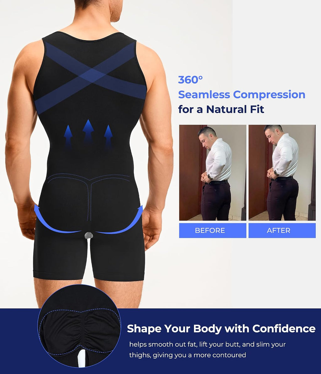 TAILONG Mens Shapewear Tummy Control Bodysuit Sleeveless Compression Shirts Slimming Body Shaper Fajas Para Hombres