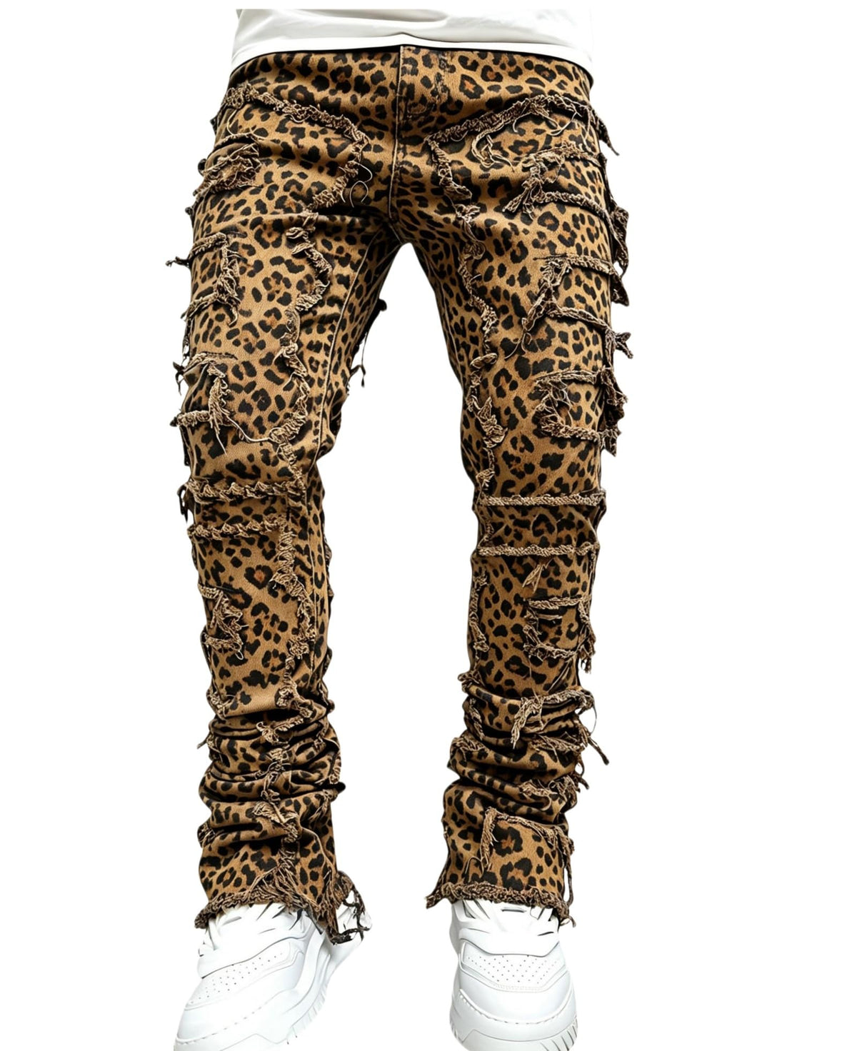 YEOU Men's Stacked Skinny Jeans - Y2K Harajuku Style Ripped Denim Pants with High Waist