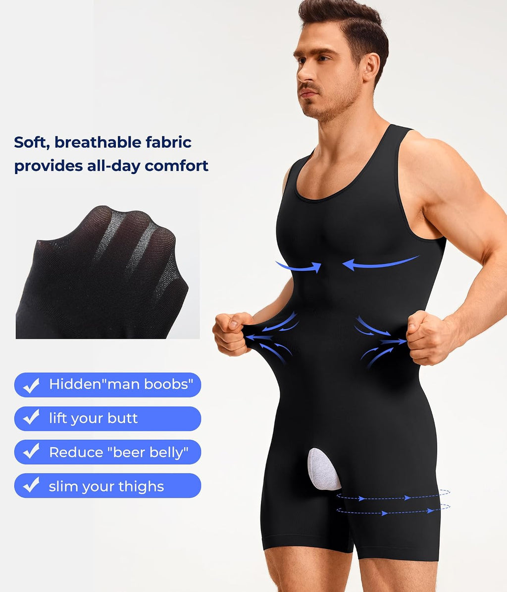 TAILONG Mens Shapewear Tummy Control Bodysuit Sleeveless Compression Shirts Slimming Body Shaper Fajas Para Hombres