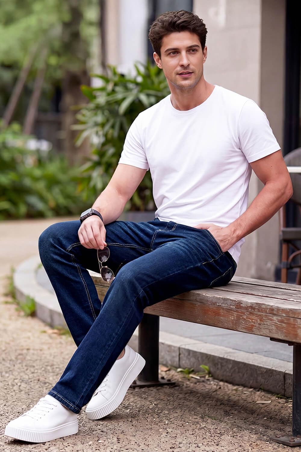 Heyfanee Mens Straight Fit Jeans Stretch Denim Pants for Men