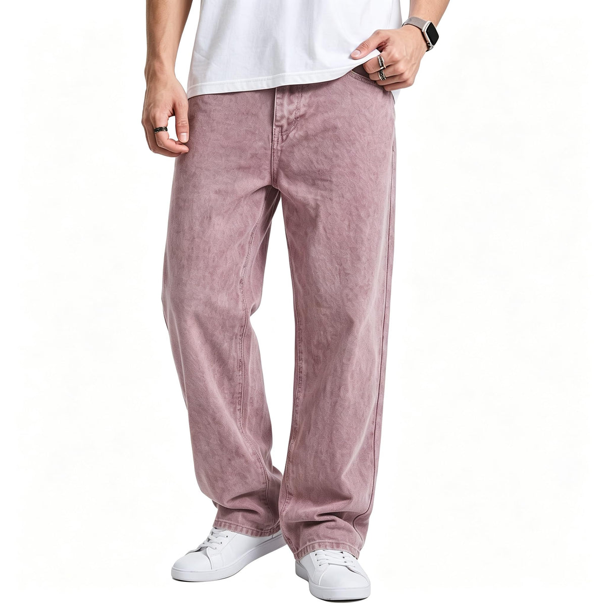 JMIERR Men's Baggy Denim Pants Stretch Wide Leg Jeans