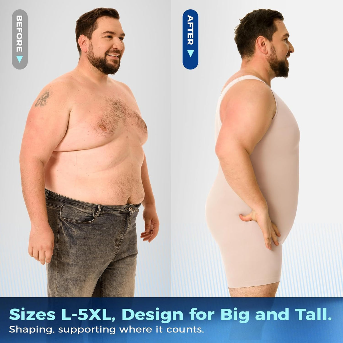 Plus Size Mens Tummy Control Shapewear Fajas Para Hombres Bodysuit