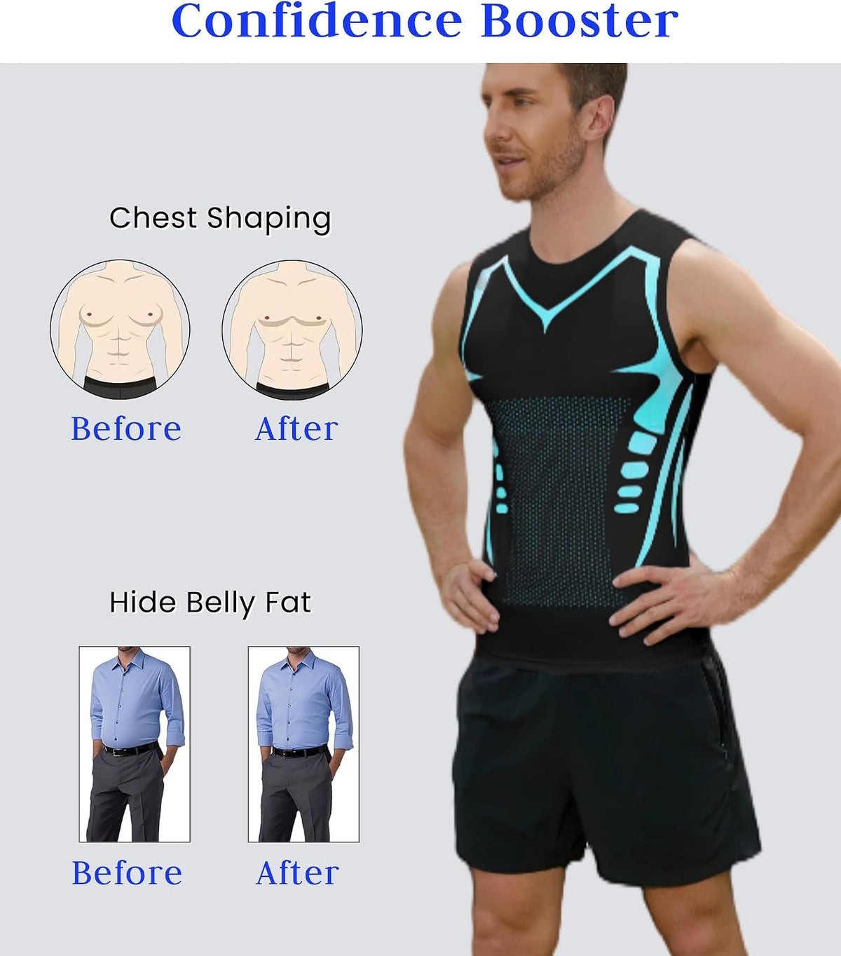 Compression Shirt Men Slimming Body Shaper Vest Crewneck Workout Tank Top