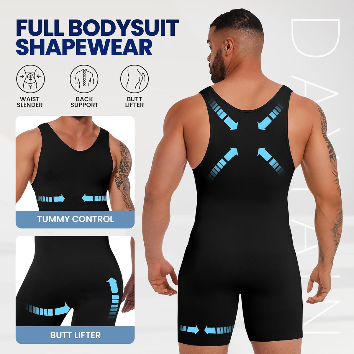 Mens Body Shaper Compression Bodysuit Shapewear Fajas Para Hombres
