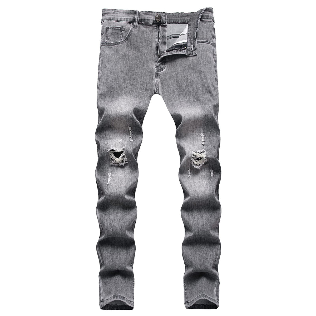 LONGBIDA Men's Slim Fit Ripped Stretch Skinny Jeans Distressed Denim Pants