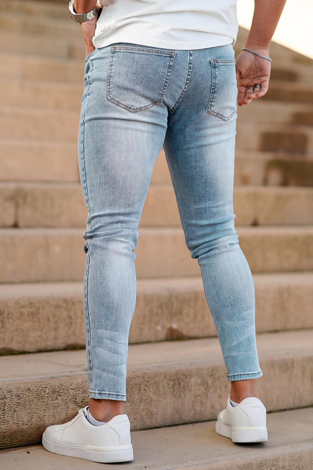 GINGTTO Skinny Jeans Men Stretch Tapered Leg Slim Fit 28/30//32 in