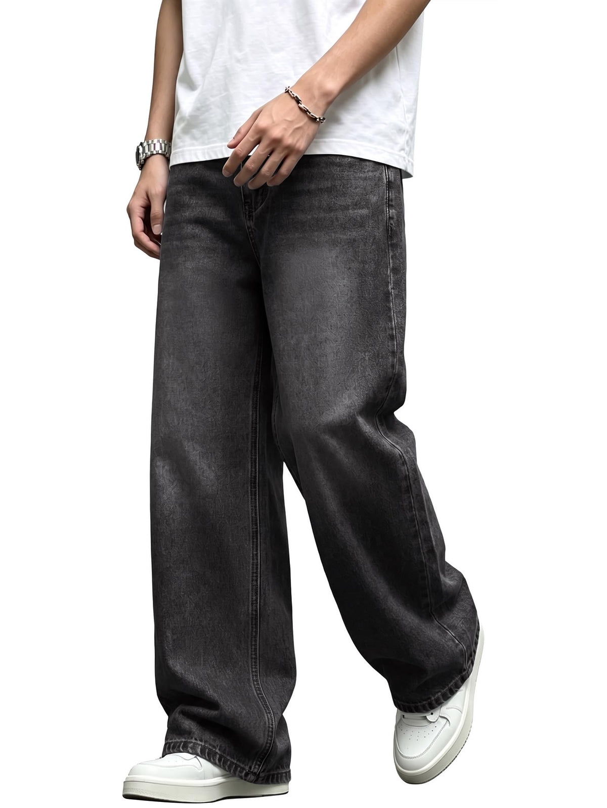 EMMIOL Men's Baggy Jeans Y2K Cargo Jeans Wide Leg Denim Pants