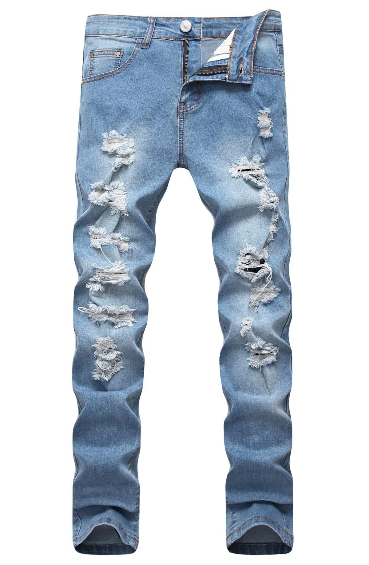 Men's Ripped Skinny Slim Fit Stretch Distressed Destroyed Jeans Denim Pants