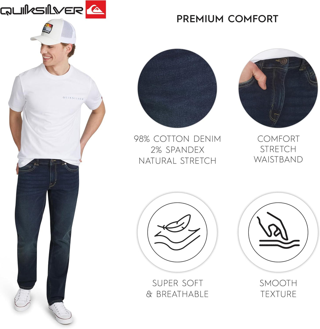 Quiksilver Men's 5 Pocket Straight Fit Stretch Waist Denim Jeans