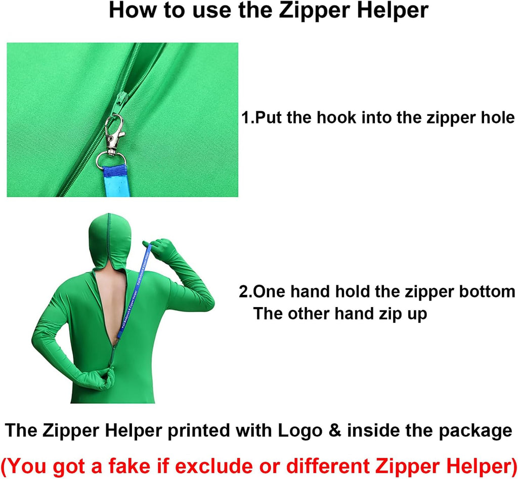 Full Bodysuit Include Zipper Helper Unisex Spandex Stretch Adult Costume Zentai Disappearing Man Body Suit