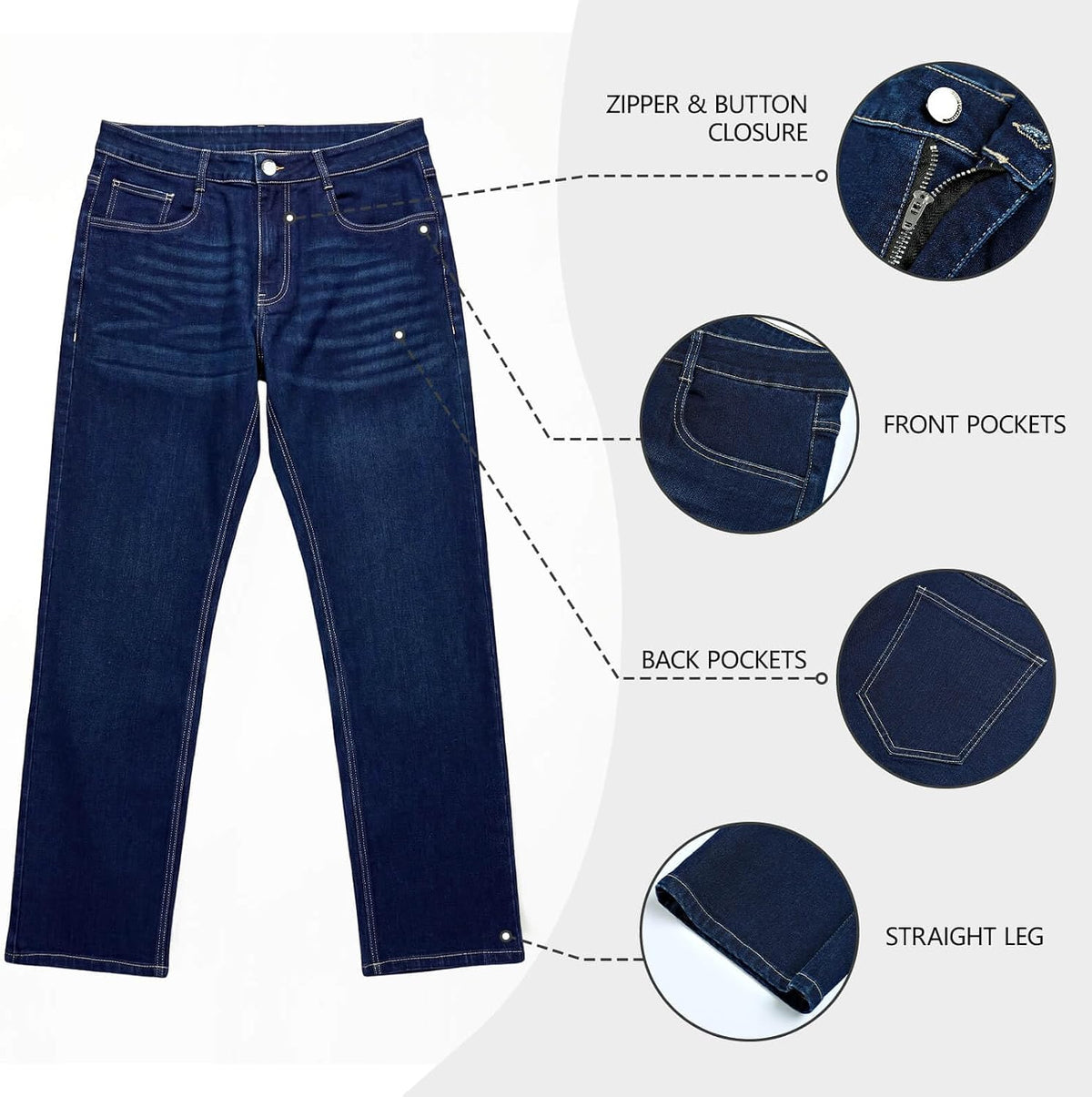 Heyfanee Mens Straight Fit Jeans Stretch Denim Pants for Men