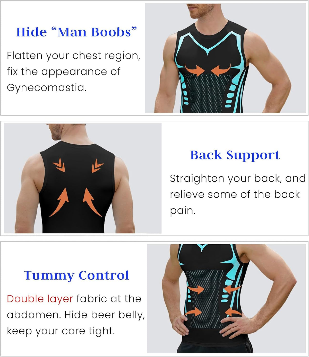 Compression Shirt Men Slimming Body Shaper Vest Crewneck Workout Tank Top