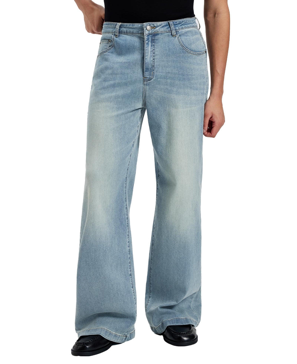 Mens Bootcut Baggy Jeans Stretch Flared Wide Leg Old Money Jeans Lightweight Breathable Vintage Stylish Casual Denim Pants