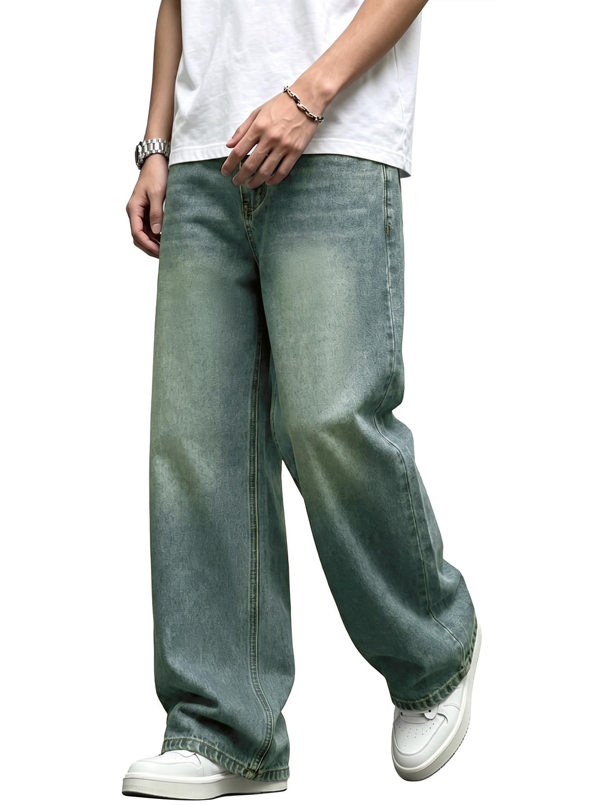 EMMIOL Men's Baggy Jeans Y2K Cargo Jeans Wide Leg Denim Pants
