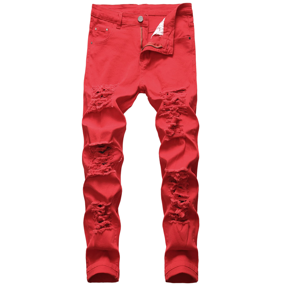 LZLER Mens Ripped Jeans,Distressed Destroyed Slim Fit Straight Leg Denim Pant with Holes