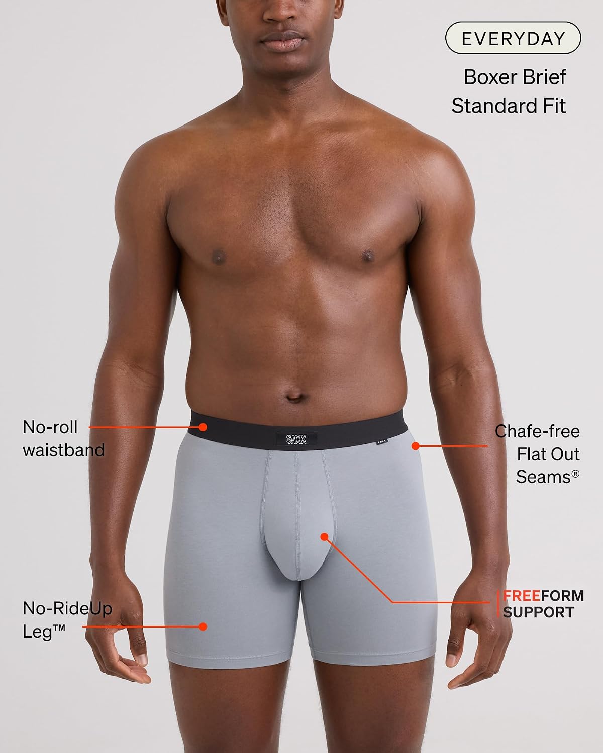 SAXX Underwear Co. Men's 3Six Five Pouch-Free Cotton Boxer Brief 5-Pack