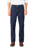 Soojun Mens Casual Loose Fit Elastic Waist Jeans Denim Pants