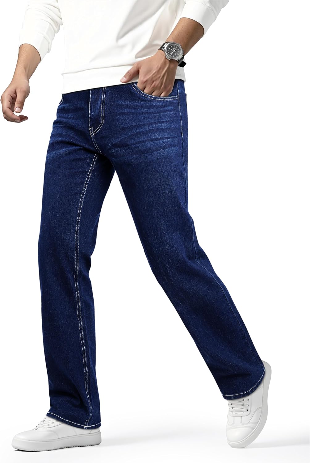 Heyfanee Mens Straight Fit Jeans Stretch Denim Pants for Men