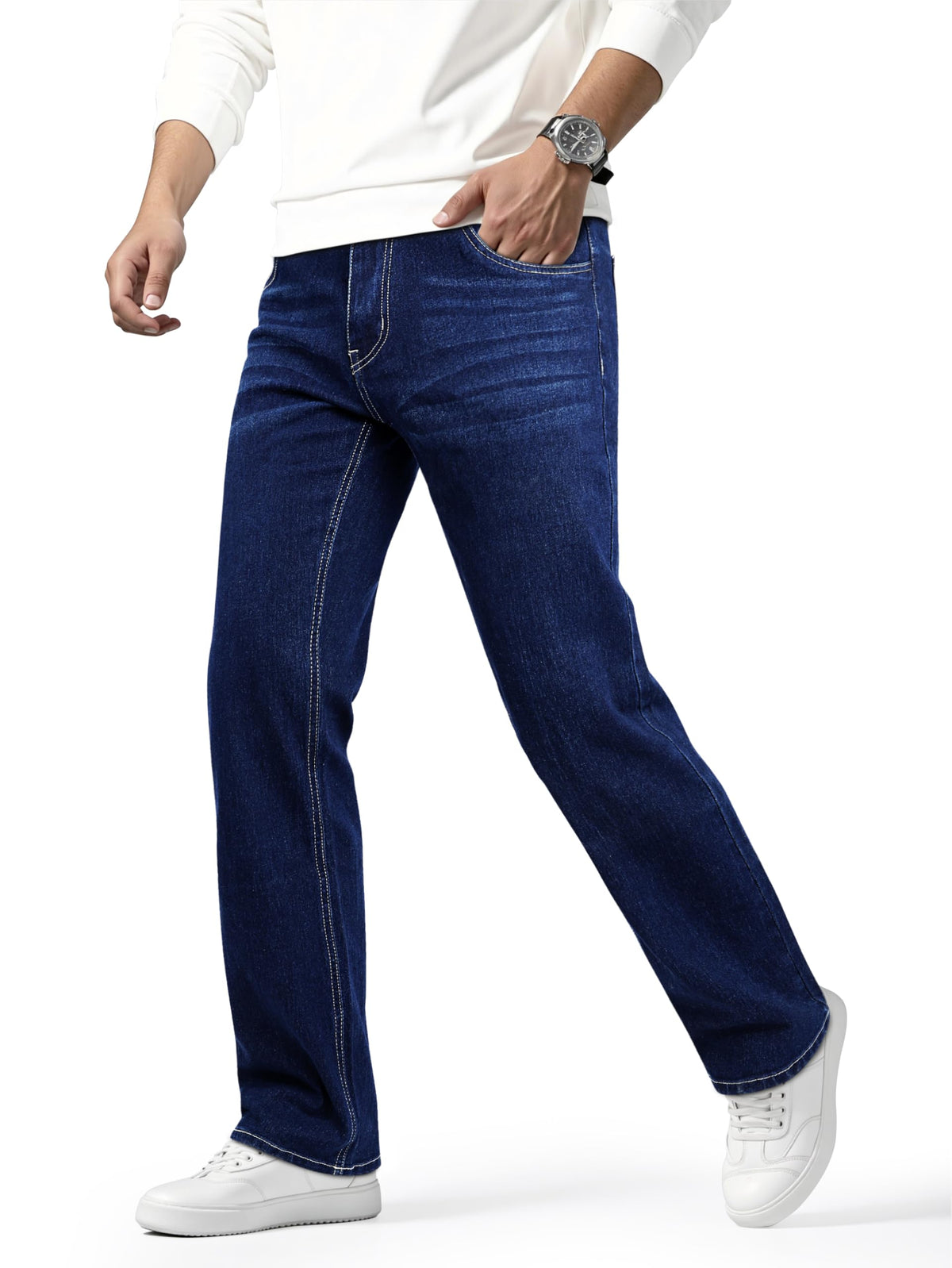 Heyfanee Mens Straight Fit Jeans Stretch Denim Pants for Men