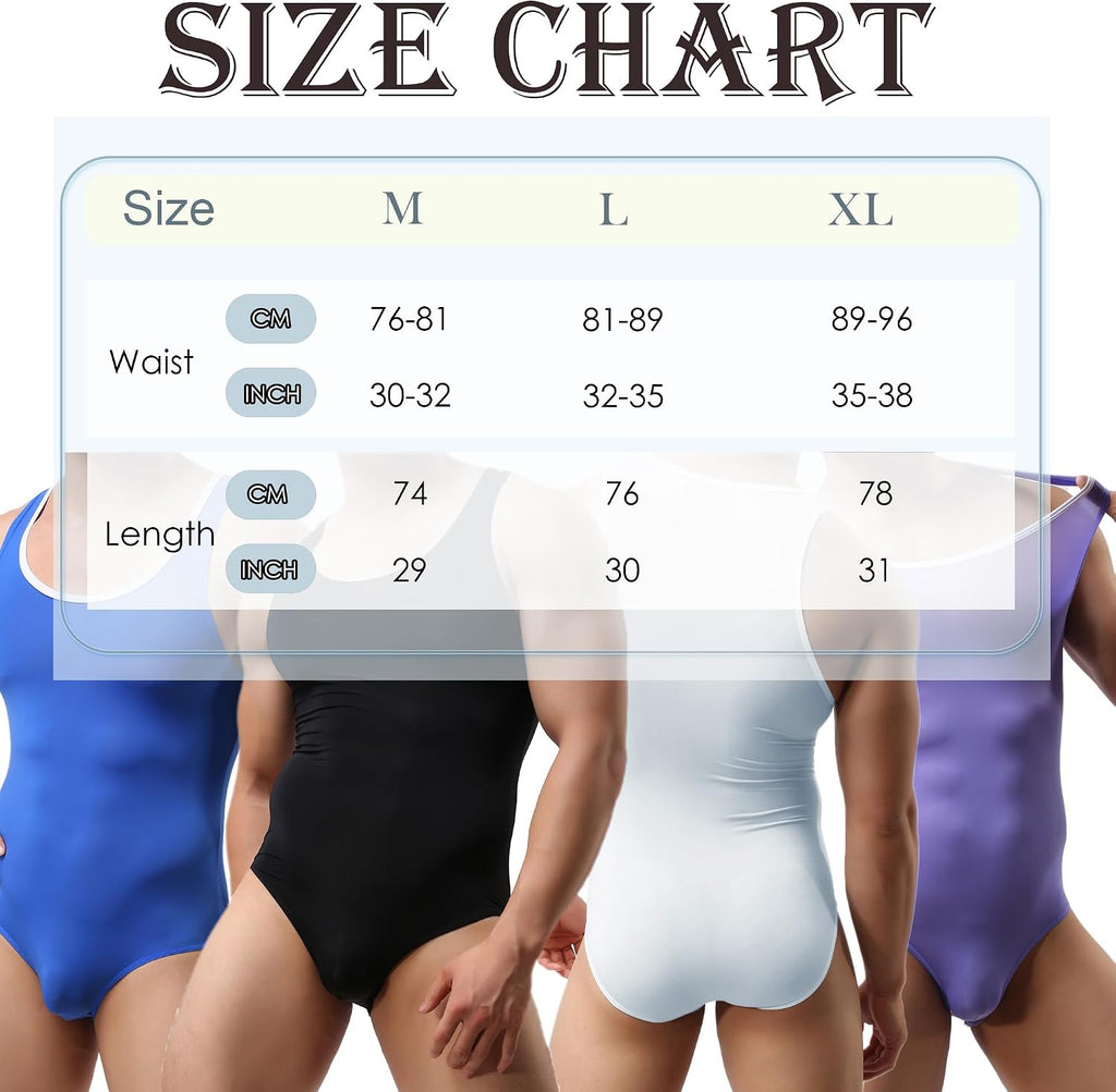 QiaTi Men's Athletic Supporters Ultra Lightweight Jumpsuit One Piece Bodysuit Basic Leotard Underwear Singlet for Men