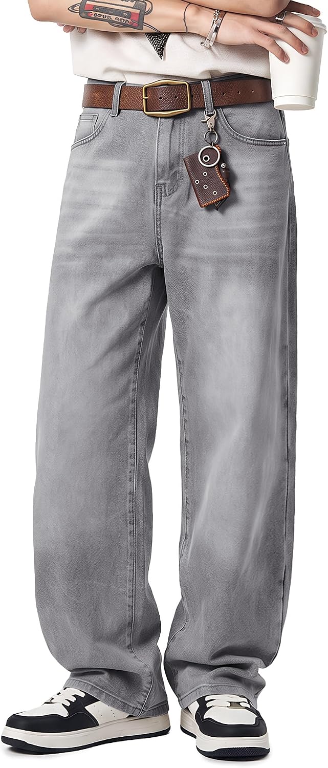 JMIERR Men's Baggy Y2K Jeans Stretch Loose Fit Wide Leg Denim Pants
