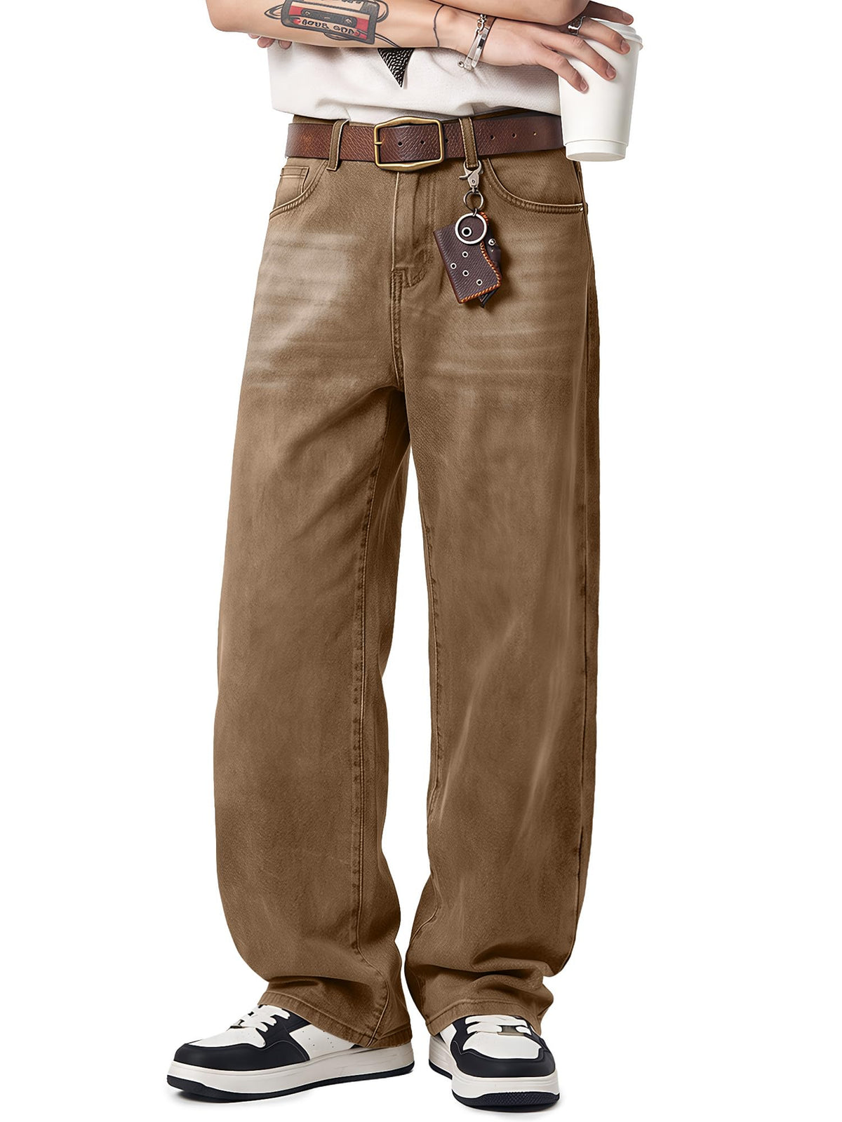JMIERR Men's Baggy Y2K Jeans Stretch Loose Fit Wide Leg Denim Pants